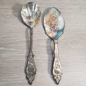 Vtg. Epon Brass Mayell Cake Slicer & Spoon set